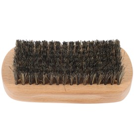 Baluue Beard Oil Brush Elliptical Curved Beechwood Bristle Cleaning Brush Beard Care Tool Male Supplies Portable for Travel