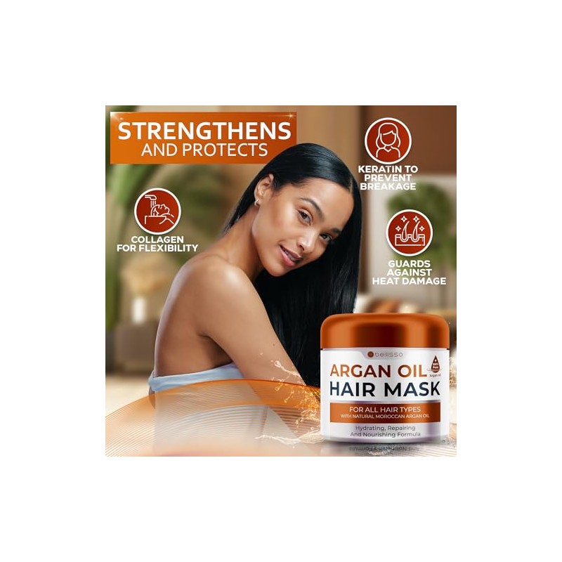 BELLISSO Mascarilla Marroquí de Aceite de Argán - Hidratante Acondicionamiento