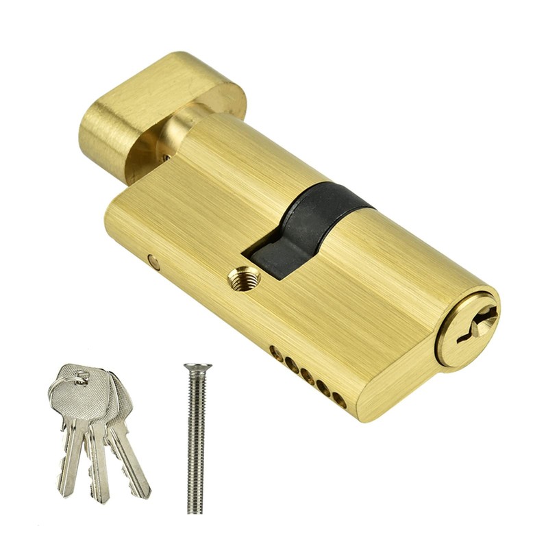 Brass Single Open Lock Cylinder with 3 Keys, 65mm Double