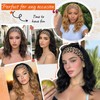 Glueless Wavy Headband Wigs 14inch Synthetic Honey Blonde Brown Mix