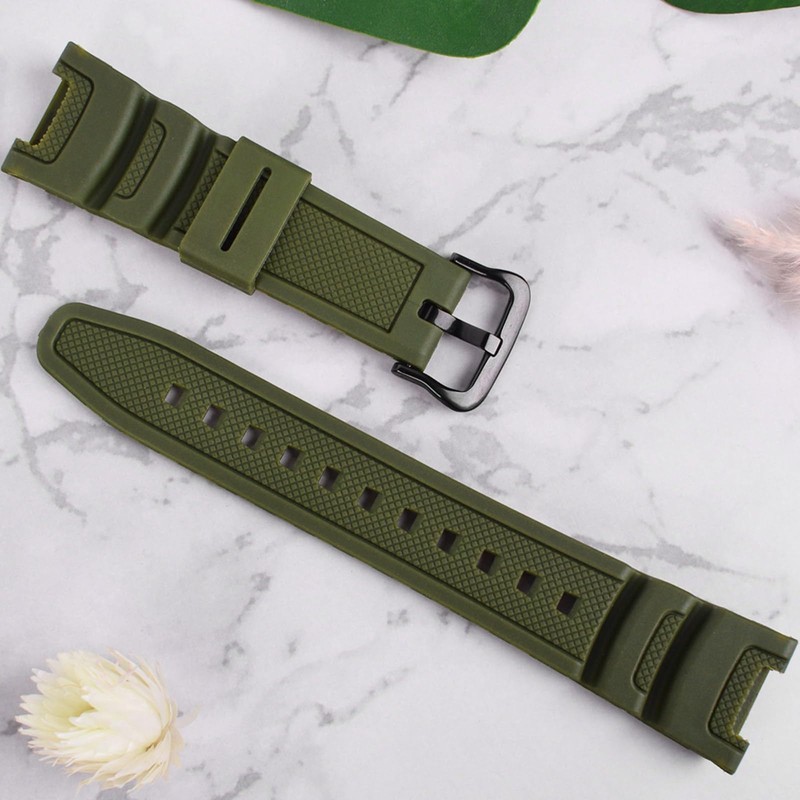 Waterproof Natural Resin Replacement Watch Band for Casio Sport SGW-100