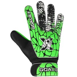 Soccer Goalie Gloves, Football Goalkeeper Gloves for Kids Boys Youth Children Double Wrist Along 4mm Super Grip Palm (Green/Black, Size 6 Suitable for 13-15 Years)