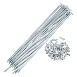 A ABSOPRO 36 Set 13G Bicycle Spokes 225mm Bike Wheel Spokes Galvanized Carbon Steel Silver Tone