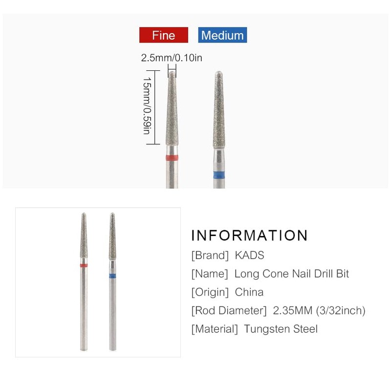 Rolabling Long Cone Shaped Nail Drill Bit Nail Polish Gel