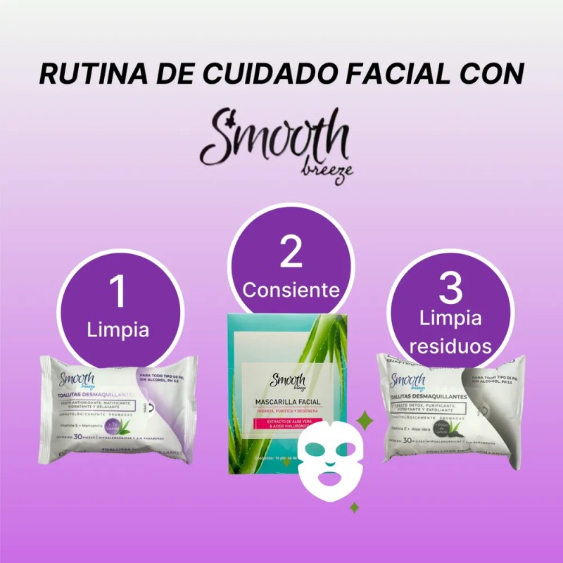 Toallitas Desmaquillantes Smooth Breeze Té Verde Set 6 Pack