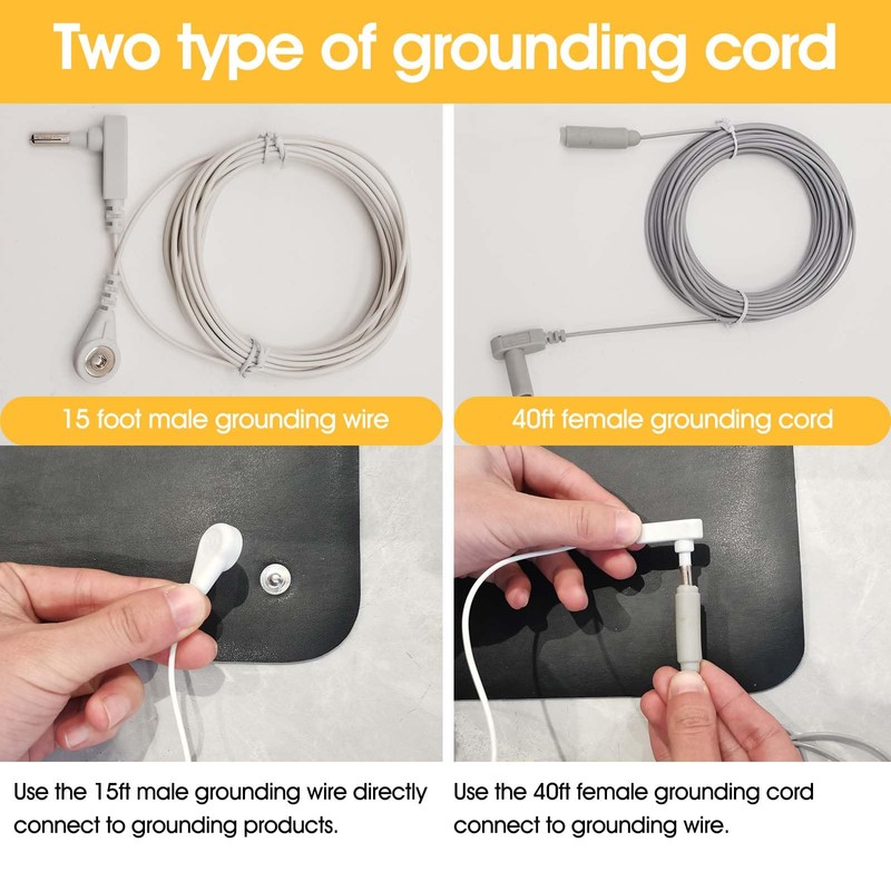 Copper Grounding Rod with 40ft Female Ground Cord, Portable Ground