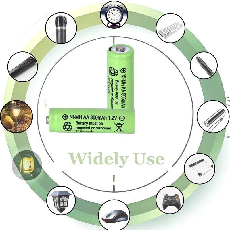 Yibatopow 16 Packs 1.2V Ni-MH Rechargeable AA Batteries 800mah,Double A