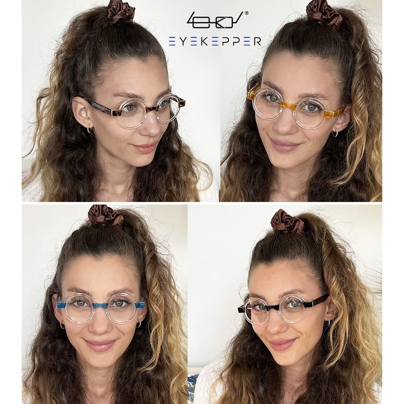 Eyekepper Paquete de 4 gafas de lectura redondas para mujer
