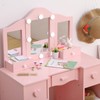 GAOMON Kids Vanity, Girls Vanity Table with Mirror, Light,Stool &