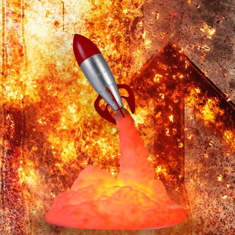 3D Printing Rocket Lamp Innovative Bedside Table Light USB Charging