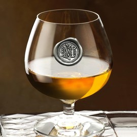 English Pewter Company - Vaso de coñac con inicial de monograma de 35,5 ml, regalo personalizado con su elección de inicial, Transparente, M