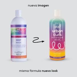 URBAN CURLS Deep Mask 960 ml  Mascarilla Hidratante Profunda para Cabello Rizado  Sin Sulfatos, Parabenos, Siliconas ni Aceites Minerales  Con Aceite 