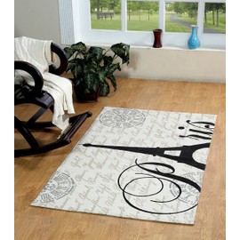 Chesapeake Paris Printed Cotton Eiffel Typography Accent Rug (3'x5')