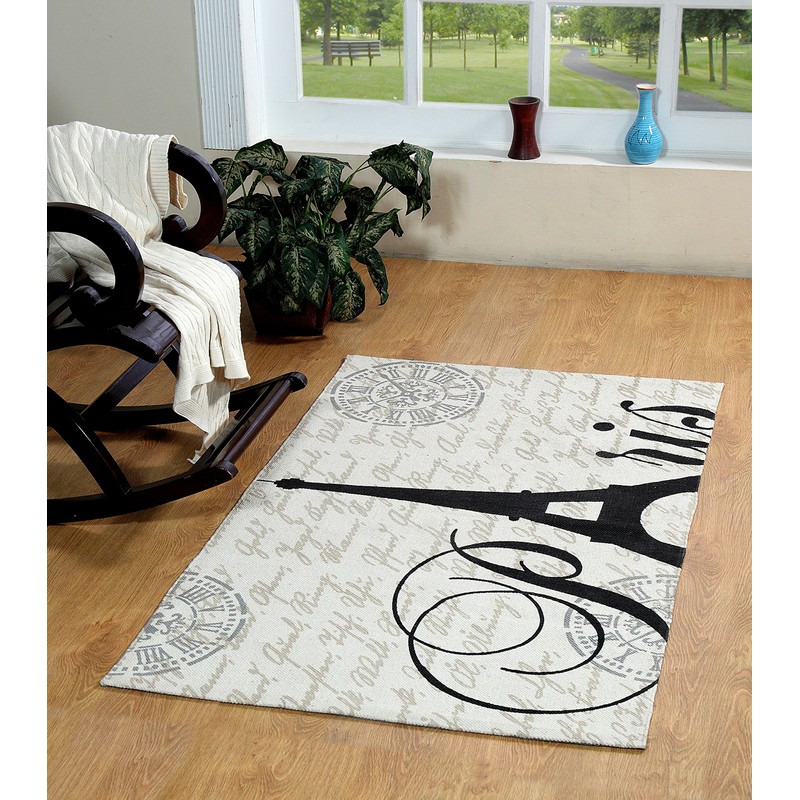 Chesapeake Paris Printed Cotton Eiffel Typography Accent Rug (3'x5')
