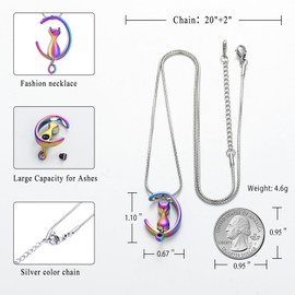 memorial jewelry Cat Urn Necklaces for Ashes for Women Men Cremation Pendant Necklace for Ashes Stainless Steel Memorial Jewellery, Stainless Steel, No Gemstone