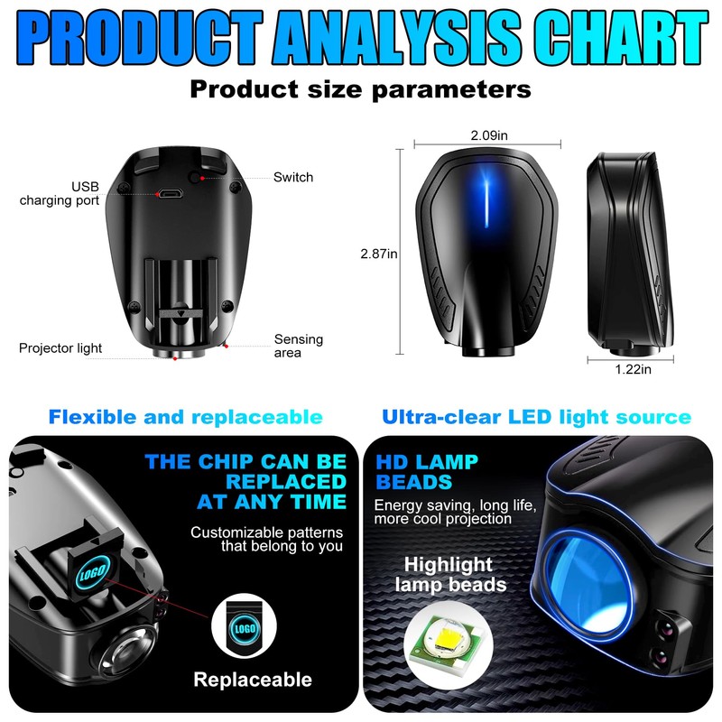 SPOBODY Car Door Lights,Door Lights Logo Projector Rechargeable,Car Door Projector