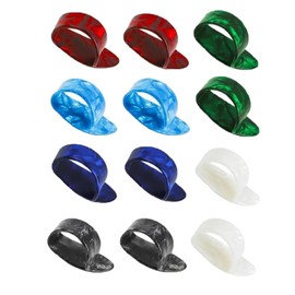 12Pcs Guitar Thumb Finger Picks, Flat Celluloid Thumb Picks,Finger Pick for Fingerstyle Acoustic Guitar,Ukulele,Bass,Harp,Banjo(6 Colors)