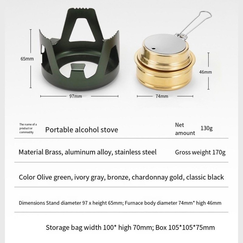 Outdoor Mini Alcohol Stove Kit, Ultra-Light and Portable Camping Stove,