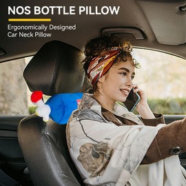 2PCS Car Neck Pillow, NOS Bottle Pillow Car Headrest Pillow Car Seat Neck Pillow Car Neck Support Car Decor for Home Car Office Travel