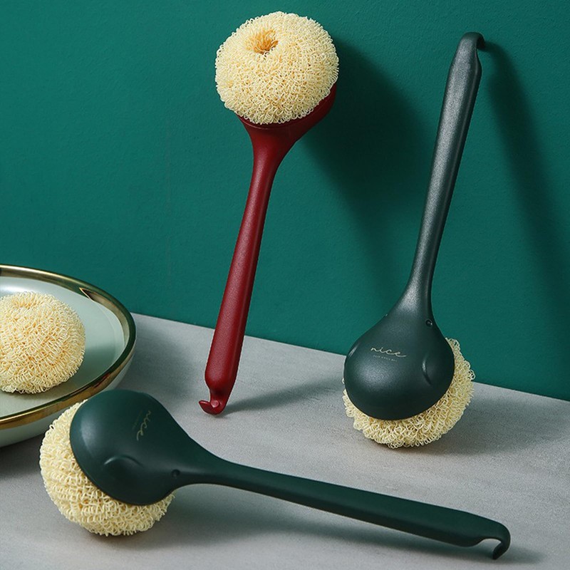 Kitchen Dish Scrubber with Long Handle, Heavy Duty Scrubbing Brushes