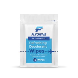 Flygiene Deodorant Wipes - Individually Wrapped Antiperspirant Body Wipes - 10 Count