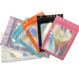 120 Pcs Foil Bags Smell Proof Mylar Bags Aluminum Foil Foods Accessories Pouch for Food Storage and Lipgloss Jewelry Eyelash Packaging Multicolour