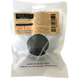 This Hippie Girl | Konjac Exfoliating Organic Facial Sponge | Plant Based Gentle Exfoliating Face Scrubbie | Acne Control Sponge | Charcoal Black (Black)