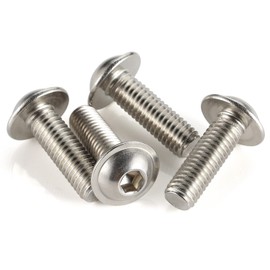 M5 x 12mm Flanged Button Head Socket Cap Screw Bolts, 304 Stainless Steel 18-8, Allen Socket Drive, Bright Finish, Fully Threaded, Pack of 50