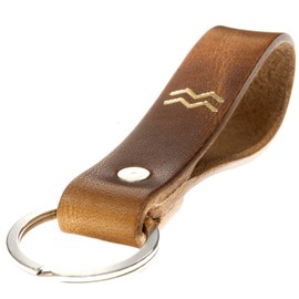 ELBERCRAFT® Keyring Leather Zodiac Sign Chrome Free Zodiac Sign, Aquarius 21.01 19/02, Modern