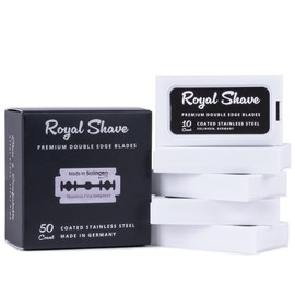 Royal Shave Premium Double Edge Stainless Steel Blades, Fits All Safety Razors, Long Lasting Shaving Razor Blades (Made in Germany) 50 Count Pack