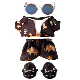 Vacation Style Clothes for 17cm Doll, Accessories for 17cm Dolls, Clothes Set for Dolls, Fashion Casual Stylish 5 PCS Set Glasses Shoes Clothes Set for Doll Accessories (No Doll) (Black)