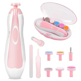 Lima de uñas bebe, VOICEPTT Set de Cuidado de uñas para Bebés 10 en 1, Pulidor de uñas para bebés Cortaúñas Versátiles con Luz LED