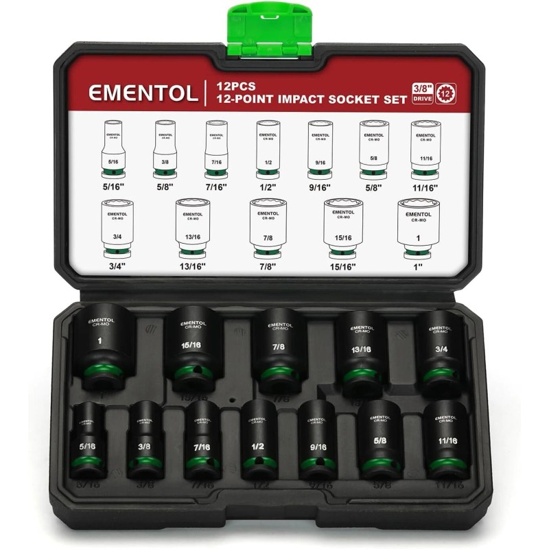 FOCUS AUTO TOOLS 12PCS 3/8" Drive Impact Socket Set Semi-Deep