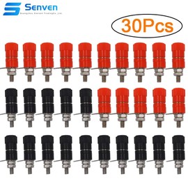 senvenelec 30Pcs Banana Connectors, 4mm Banana Connector Binding Terminal Jack, Banana Plug Connector, banana type panel female connectors - 15 Black, 15 Red.