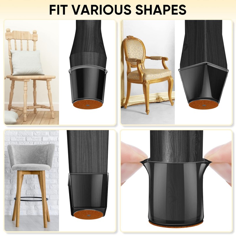 BALEINE 16 Pack Silicone Chair Leg Floor Protectors, Stool Leg
