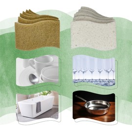 12 esponjas naturales de cocina, biodegradables, antiarañazos, celulosa y fibra de coco, paquete de 12 esponjas compostables, sostenibles y duraderas para todas las superficies, esponja ecológica para