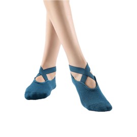 Su.B.dgn Women's Non-Slip Yoga Socks - Cotton + PVC Handle for Pilates, Barre and Fitness, Suitable for UK Size 11-12, turquoise