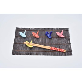 GSHOPVV 5 Pcs Color Paper Crane in Box Set Ceramic Chopsticks Rest Spoon Fork Knife Holder Rack