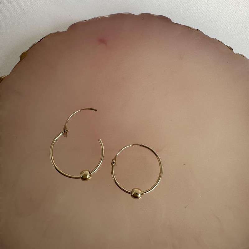 jewellerybox 9ct Yellow Gold Hoop Earrings with 3mm Bead