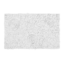 Home Weavers Bell Flower Collection 24"x40" Rectangle 100% Cotton Tufted Bath Rugs, Extra Soft and Absorbent Bath Rugs, Non-Slip Bath Mats, Machine Washable, Bathroom Bath Mats for Floor, White