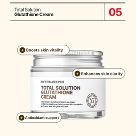 Differ & Deeper Total Solution Glutathione Cream – Radiance-Boosting Antioxidant Moisturizer for Dull or Stressed Skin, Lightweight Daily Cream, Korean Skincare 2.47oz