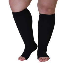 Medical Compression Socks for Men Women 20-30mmhg Plus Size S-9XL Extra Wide Calf Open Toe Graduated Support Knee-High Compression Stockings for Pregnant Travel Sports Swelling Circulation