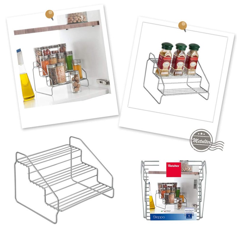 Metaltex Spice Rack, Silver, Approx. 7.9 x 7.1 x 5.9