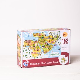 Terra Puzzles Middle East Map Wooden Jigsaw Puzzle 152 Piece, 15x10 inches