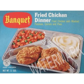 1974 Banquet TV DINNER box Fried Chicken Carrots Metal Fridge Magnet 3x4 7680