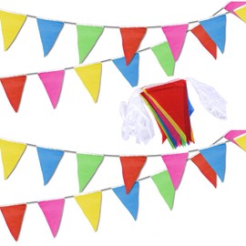 80M/ 262 ft Bunting Banner with 160 Flags Multicolor Nylon Fabric Flag Pennant Banners Outdoor Triangle Garland Flags for Birthday, Wedding,Baby Shower, Indoor Activity Party Festivals Decoration