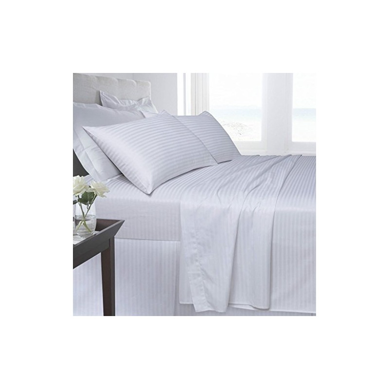 100% Egyptian Cotton 300 Extra Deep 40cmThreat Count Stripe Fitted