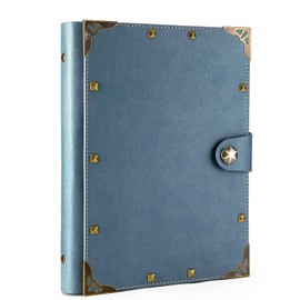 SEEHAN A5 Leather Journal Refillable Blank Journal Notebook for Writing Drawing 200 Pages,Gray Blue, Gris, SHMDNT01