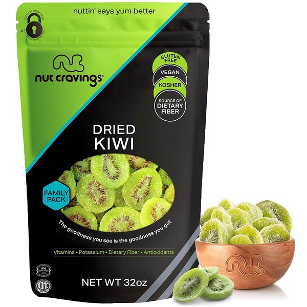 Sun Dried Kiwi Slices, with Sugar Added (32oz - 2 Pound) Packed Fresh in Resealable Bag - Sweet Dehydrated Fruit Treat, Trail Mix Snack - Healthy Food, All Natural, Vegan, Gluten Free, Kosher