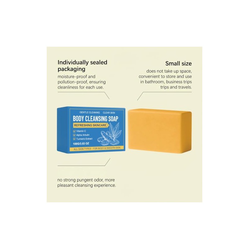 soap corporal limpiador cúrcuma, iluminadora con alfa-arbutina vitaminaC (2pcs)